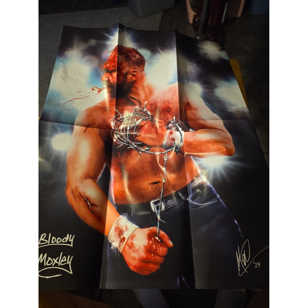 "BLOODY" JON MOXLEY 22x17 POSTER Pro Wrestling Crate AEW March 2024 PWC MOX